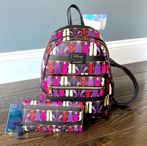 NWT Loungefly Disney Villians Dresses Mini Backpack AND wallet